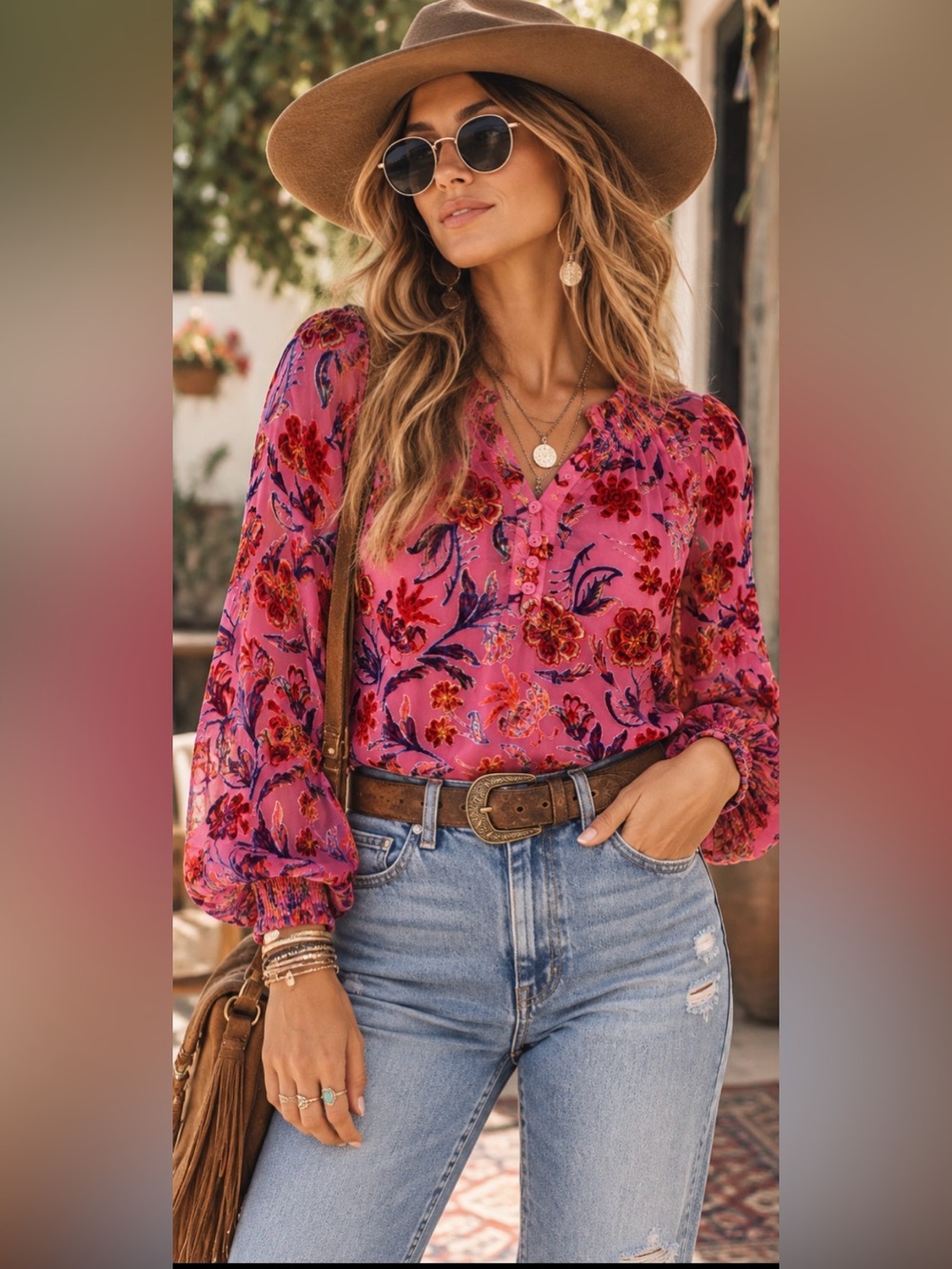 NWT Hale Bob Pink Floral Silk Blouse